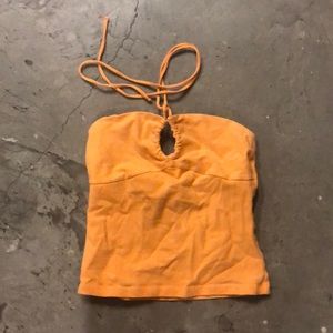 Orange halter top with middle cut out size small